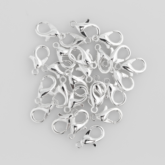 Antique silver lobster claw findings, 12mm long by 6mm wide