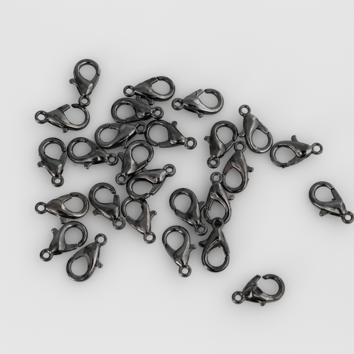 Gunmetal gray lobster claw findings, 12mm long by 6mm wide