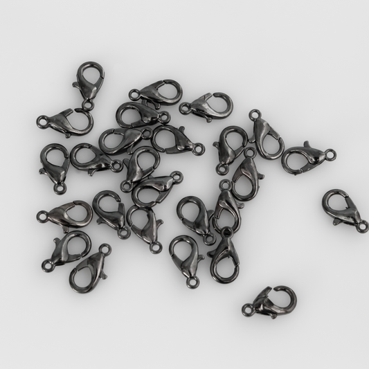 Gunmetal gray lobster claw findings, 12mm long by 6mm wide