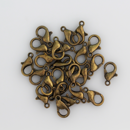 Bronze lobster claw clasps, 12mm long by 6mm wide
