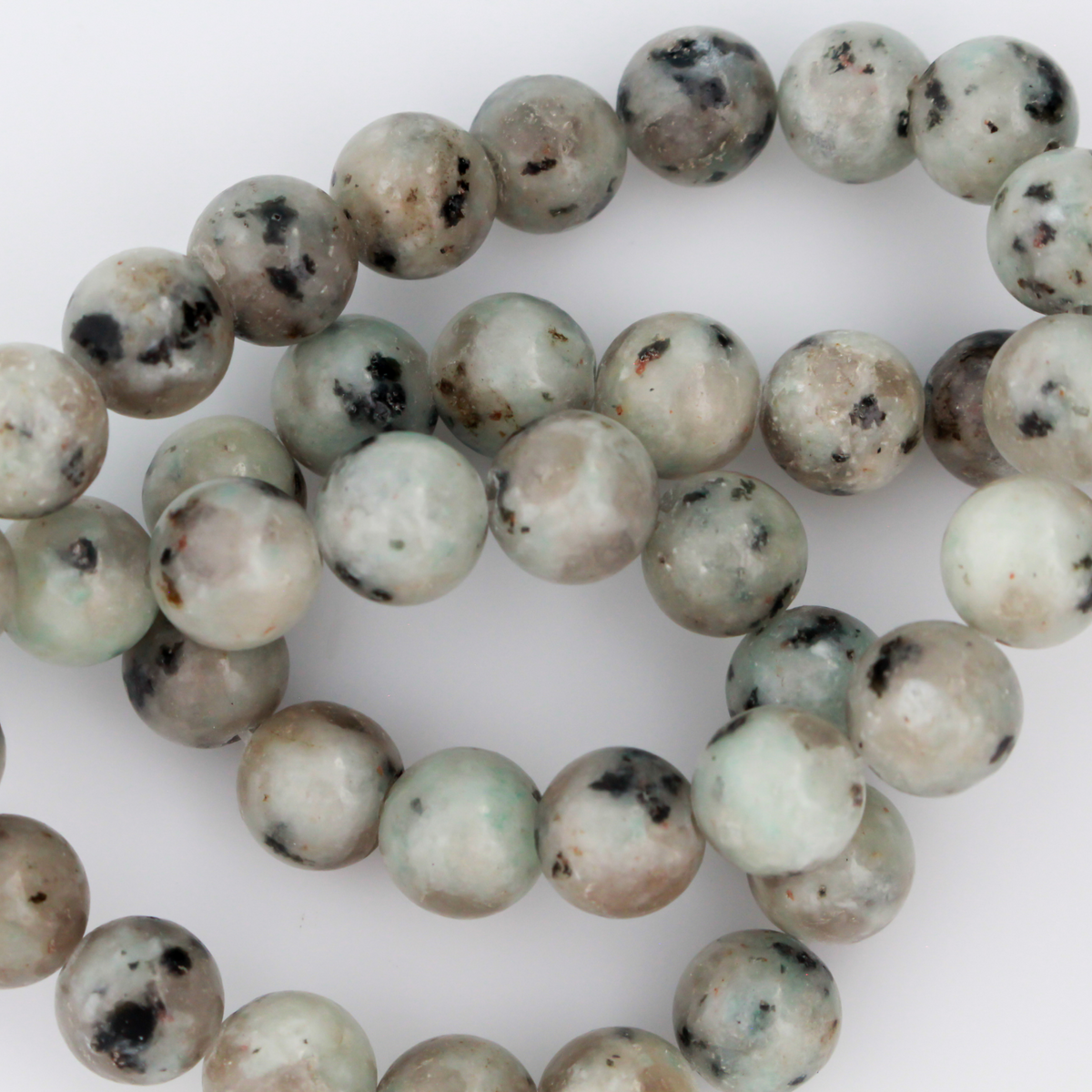 15" Natural Sesame Kiwi Jasper Bead Strand, 8mm Round Smooth Beads - 46pcs/strand