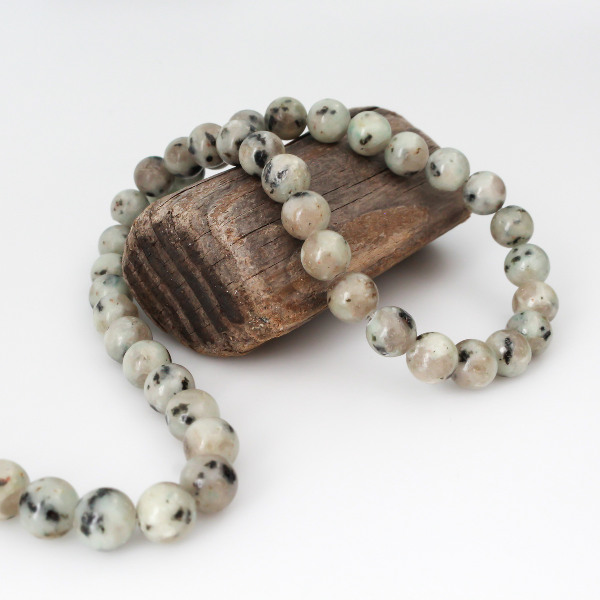 15" Natural Sesame Kiwi Jasper Bead Strand, 8mm Round Smooth Beads - 46pcs/strand