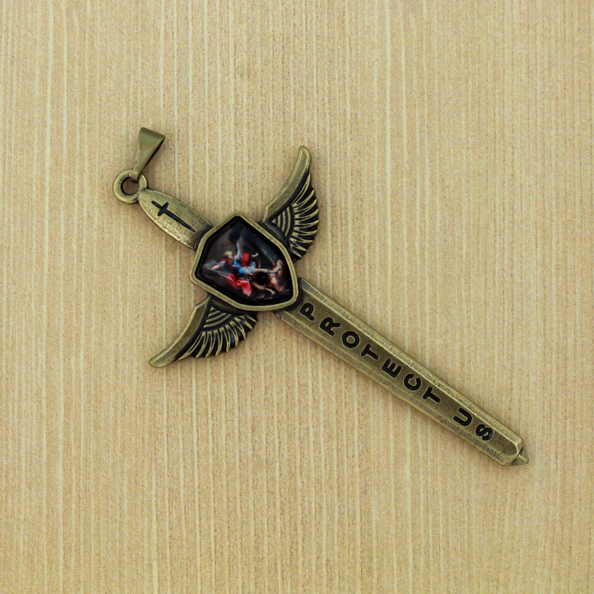 St. Michael's Sword Pendant in Antique Bronze, 3" Long