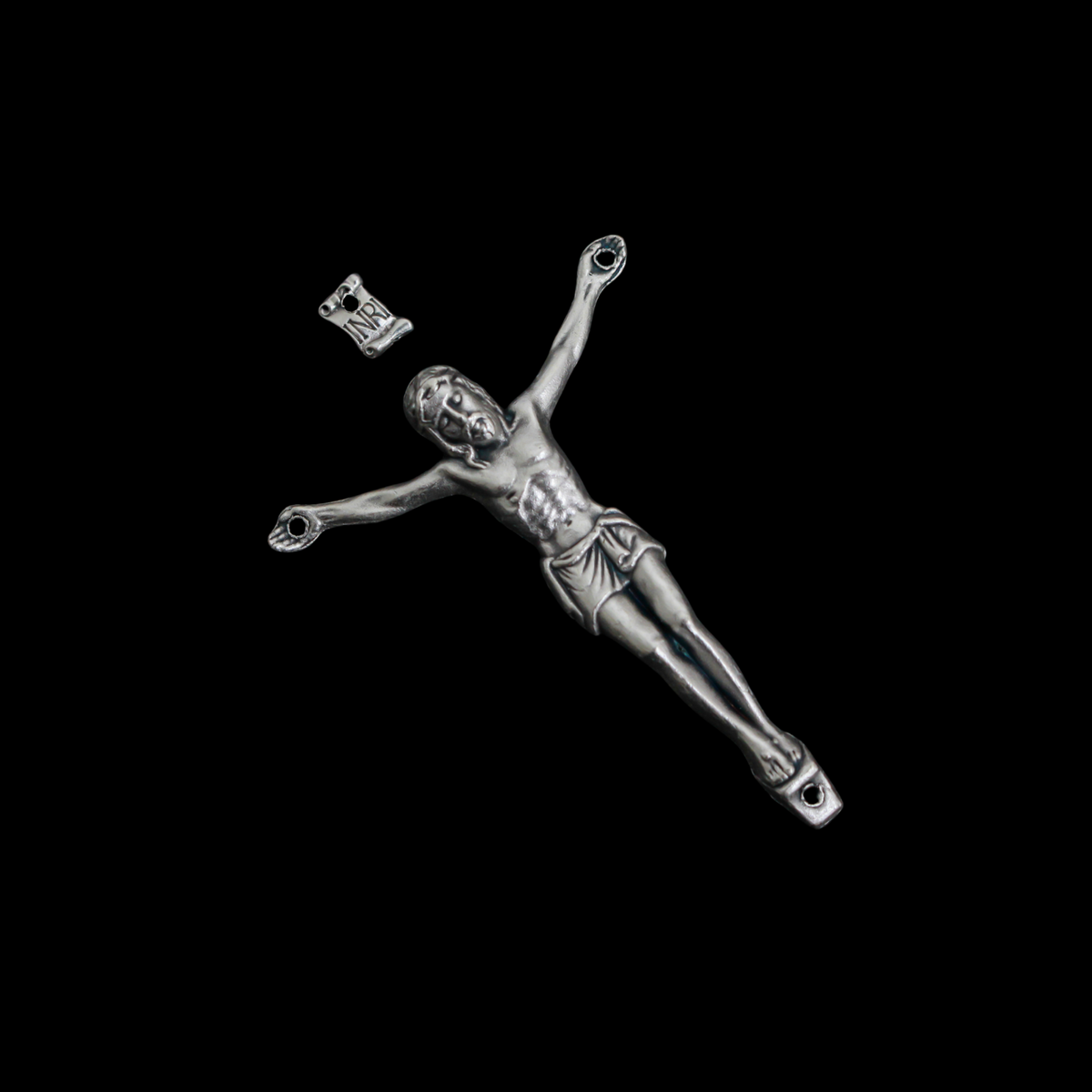 Silver Corpus for Crucifix - Body of Christ DIY 2-1/8" long w/ pre dilled 1mm holes