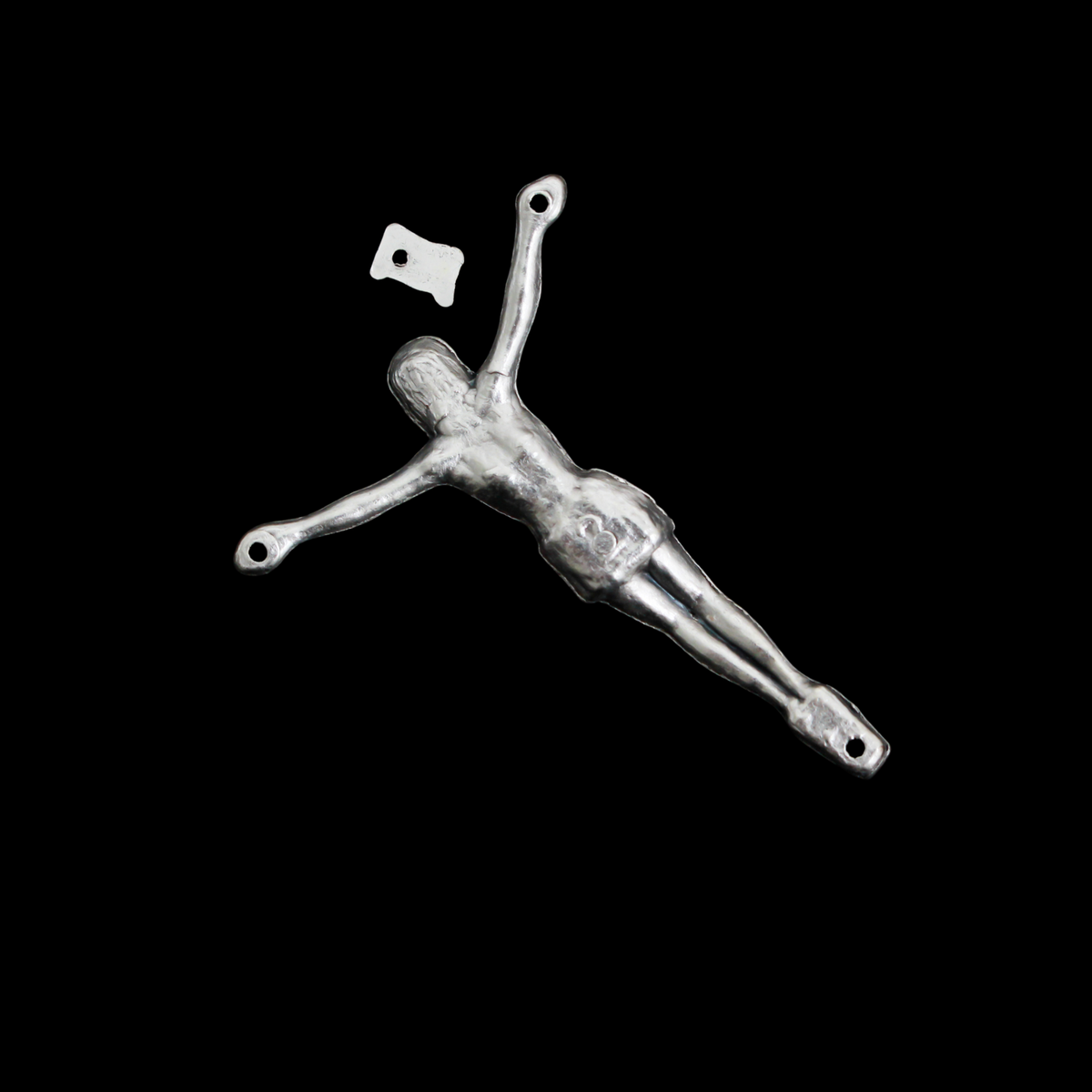 Silver Corpus for Crucifix - Body of Christ DIY 2-1/8" long w/ pre dilled 1mm holes