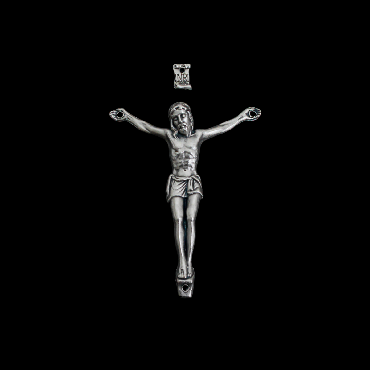 Silver Corpus for Crucifix - Body of Christ DIY 2-1/8" long w/ pre dilled 1mm holes