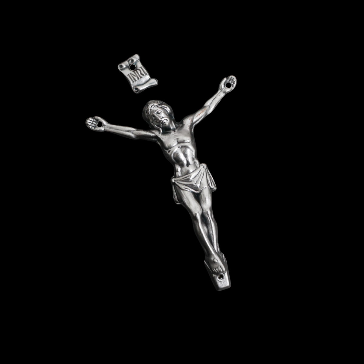 Silver Corpus for Crucifix - Body of Christ 2-1/2" long w/ pre dilled 2mm holes