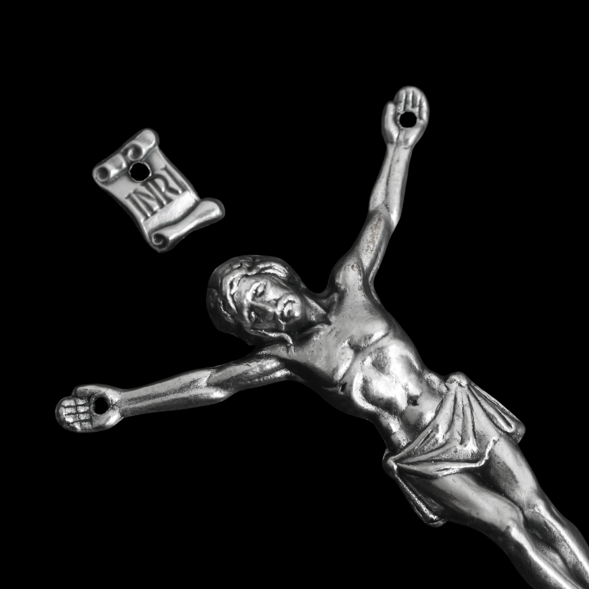 Silver Corpus for Crucifix - Body of Christ 2-1/2" long w/ pre dilled 2mm holes