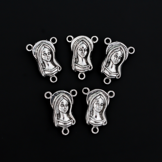 Blessed Virgin Mary rosary centerpiece with the Sacred Heart of Jesus on the backside