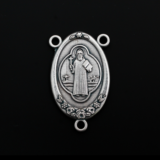 Extra Large St. Benedict Rosary Centerpiece with Ornate Flower Design - 43mm Long