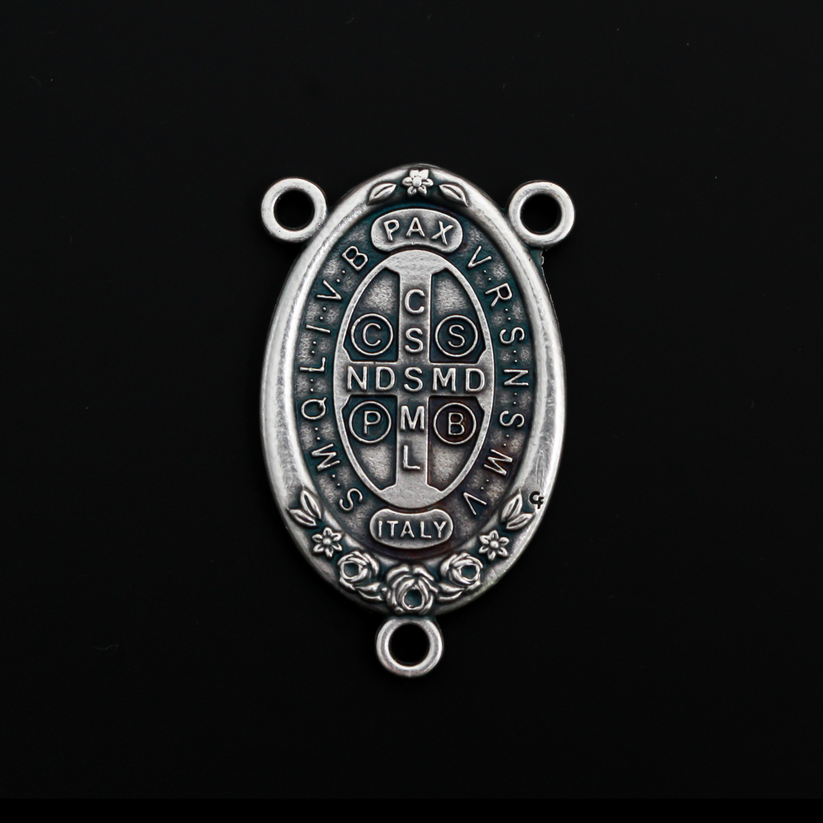 Extra Large St. Benedict Rosary Centerpiece with Ornate Flower Design - 43mm Long