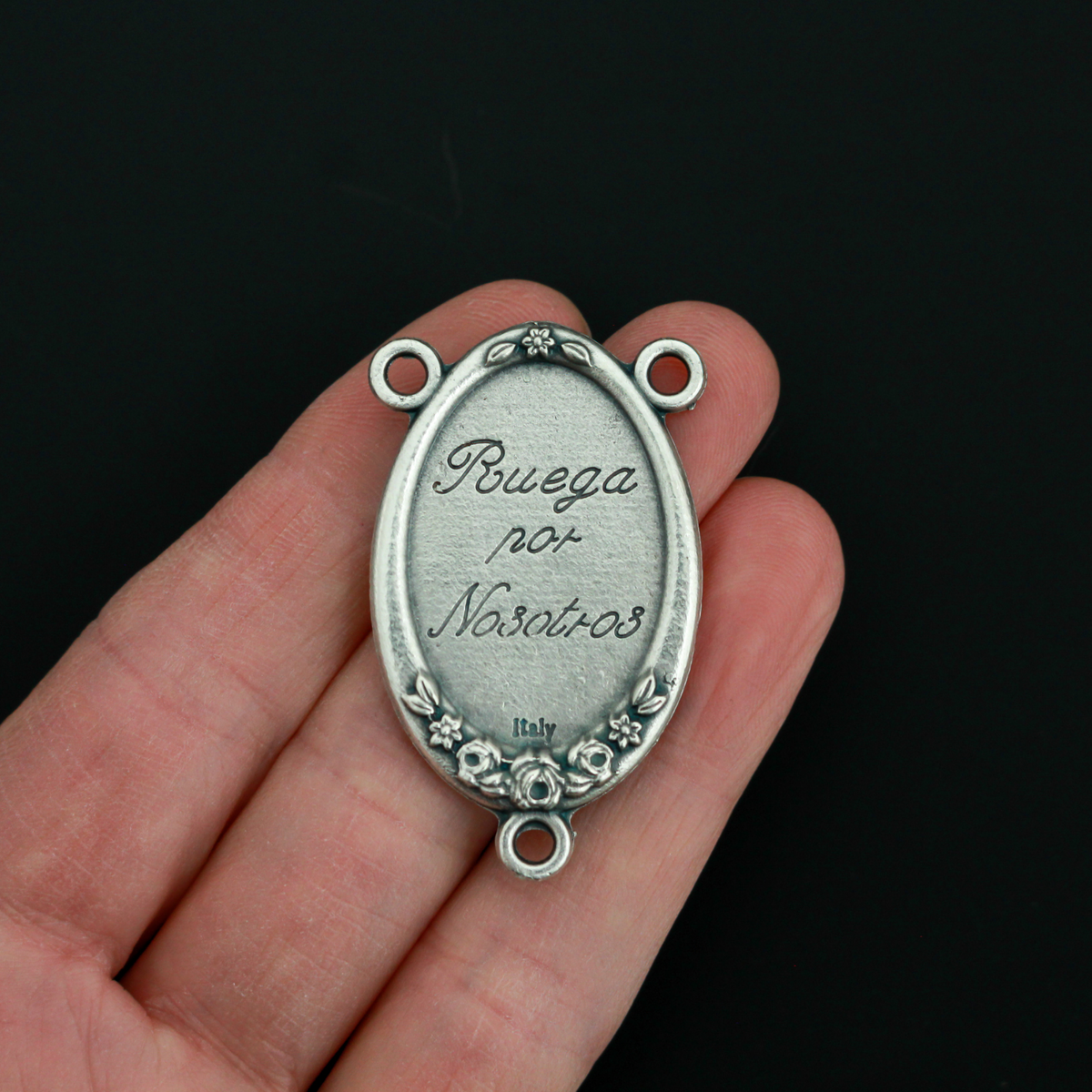 Extra Large Our Lady of Guadalupe Rosary Centerpiece with Ornate Flower Design - 43mm Long