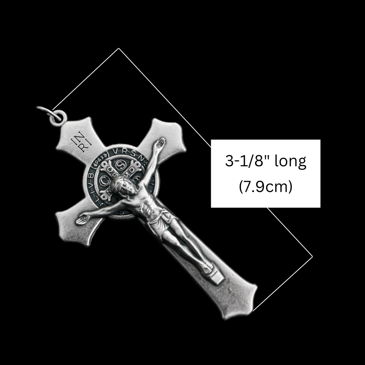 Large Saint Benedict Crucifix Cross with Flared Edges 3-1/8 inches long