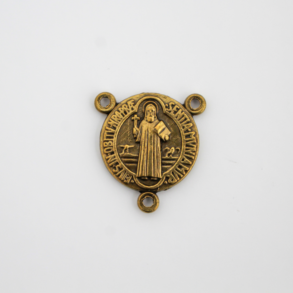Bronze Saint Benedict Rosary Centerpiece 3/4" in Diameter - Made in Italy