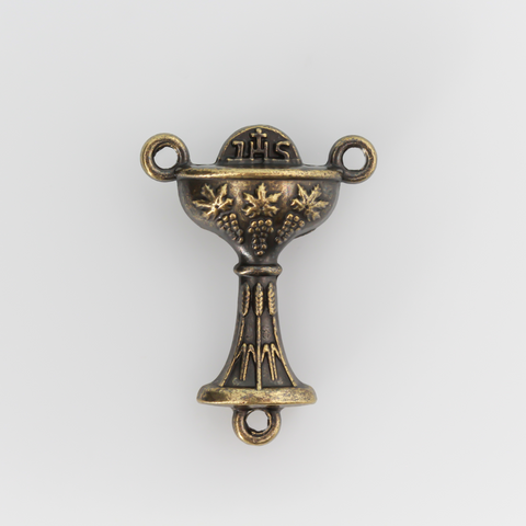 Bronze Holy Communion Chalice rosary centerpiece that has the same design on both sides, 7/8" long