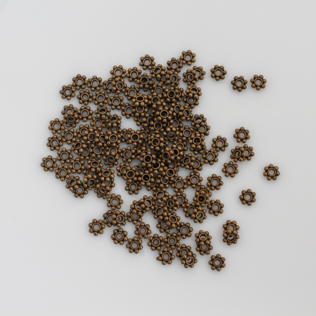 Daisy Spacer Beads 6mm diameter, 2mm hole - Antique Bronze Discs 150pcs