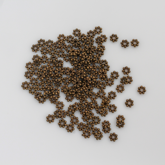 Daisy Spacer Beads 6mm diameter, 2mm hole - Antique Bronze Discs 150pcs
