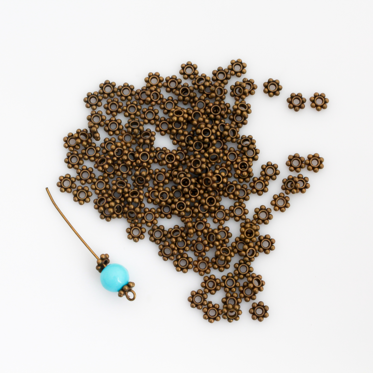 Daisy Spacer Beads 6mm diameter, 2mm hole - Antique Bronze Discs 150pcs