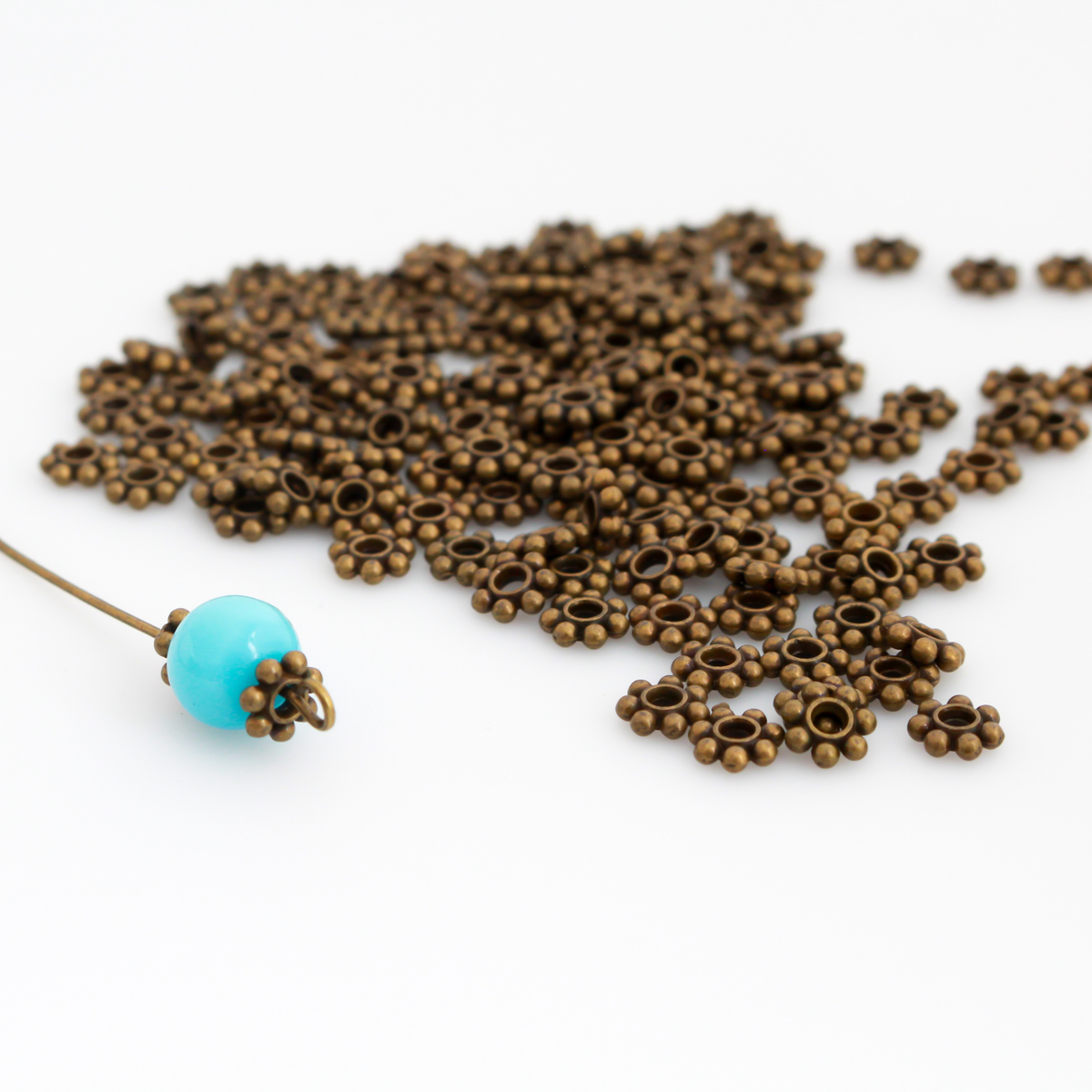 Daisy Spacer Beads 6mm diameter, 2mm hole - Antique Bronze Discs 150pcs