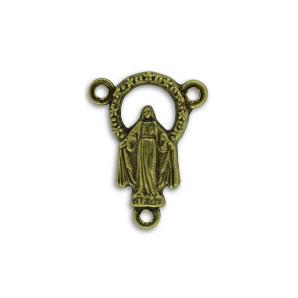Bronze Miraculous Mary Rosary Centerpiece with Twelve Star Halo