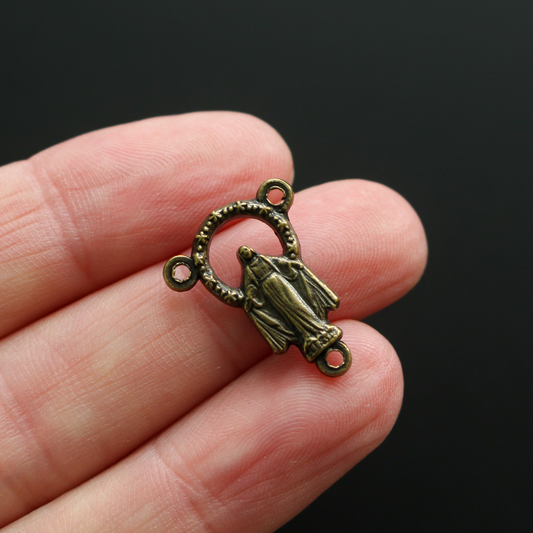 Bronze Miraculous Mary Rosary Centerpiece with Twelve Star Halo