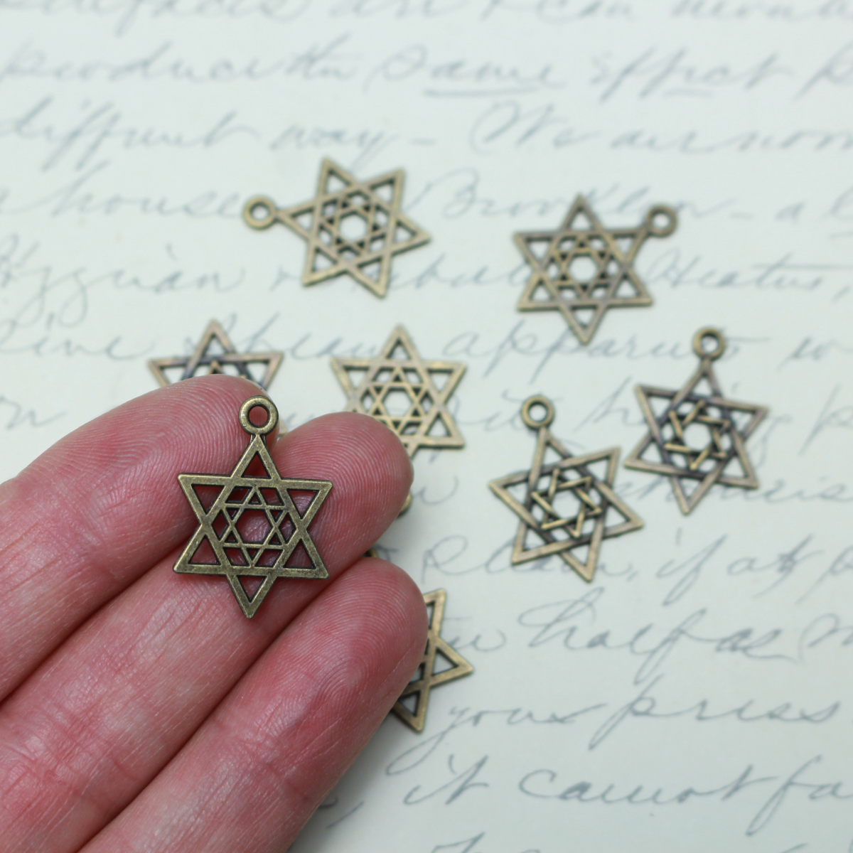 Bronze Star of David Charms - Jewish Magen David Symbol of Israel Judaism 25pcs