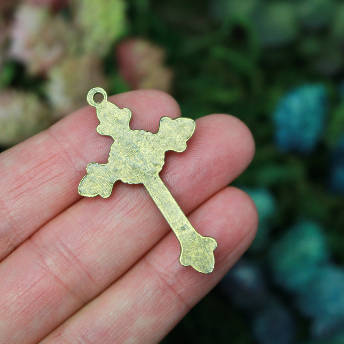 Bronze Starburst Nimbus Crucifix Cross with Fleur de Lis Ends 43mm Long, 5pcs