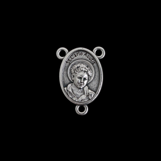 Saint Carlo Acutis Rosary Centerpiece with Eucharist Symbols
