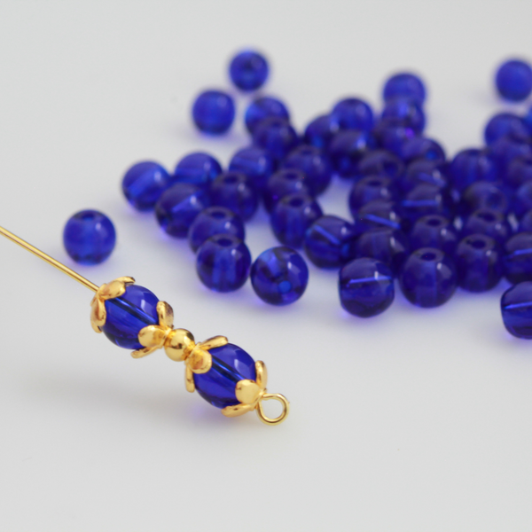 Midnight Blue Glass Beads 6mm Round Transparent Prayer Beads, 60pcs