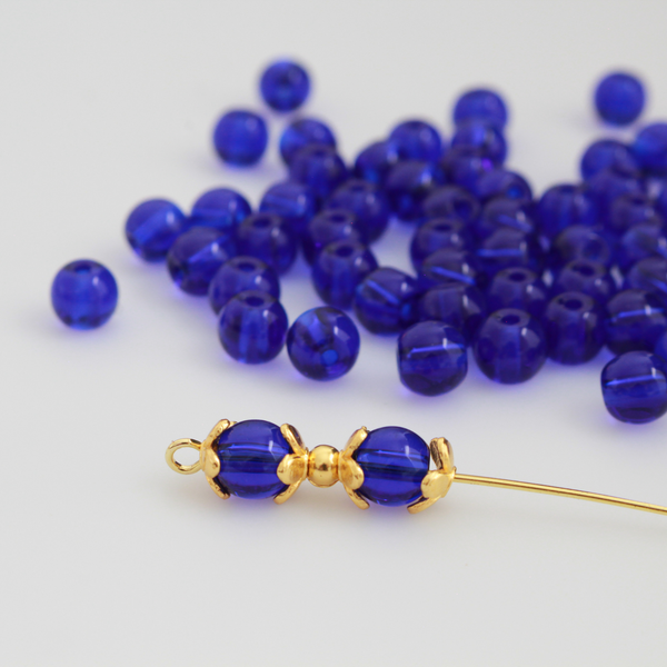 Midnight Blue Glass Beads 6mm Round Transparent Prayer Beads, 60pcs