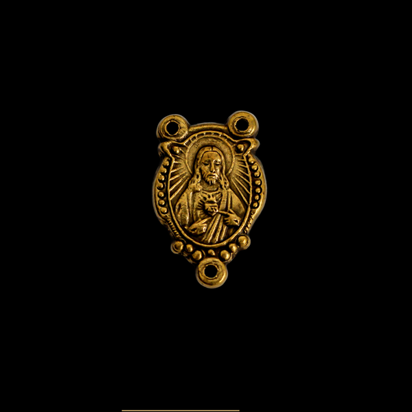 Bronze Sacred Heart of Jesus Holy Family Rosary Centerpiece