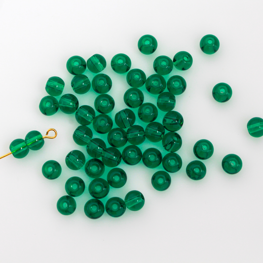 Sea Green Glass Beads 6mm Round Transparent Prayer Beads, 60pcs