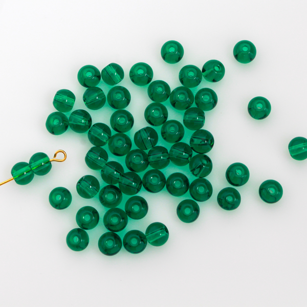 Sea Green Glass Beads 6mm Round Transparent Prayer Beads, 60pcs