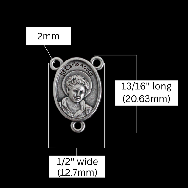Saint Carlo Acutis Rosary Centerpiece with Eucharist Symbols