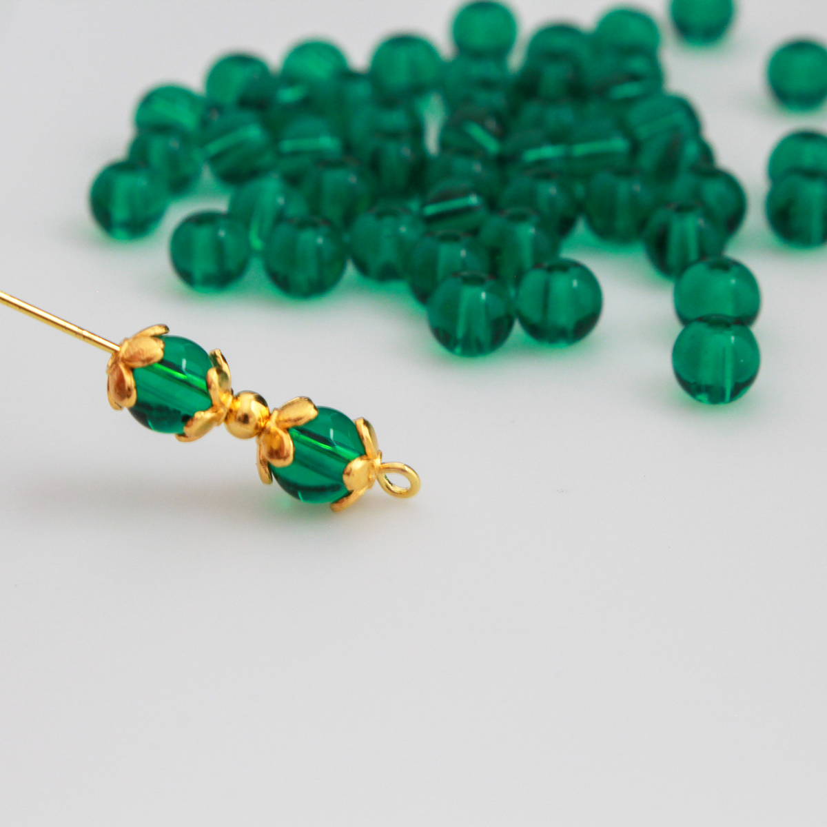 Sea Green Glass Beads 6mm Round Transparent Prayer Beads, 60pcs