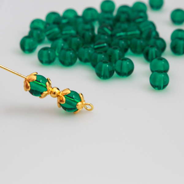 Sea Green Glass Beads 6mm Round Transparent Prayer Beads, 60pcs