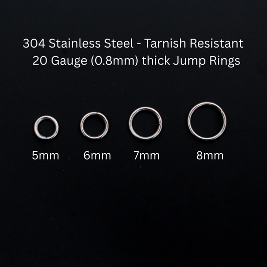 20 Gauge Stainless Steel Jump Rings - 100pcs available in 5mm, 6mm, 7mm and 8mm