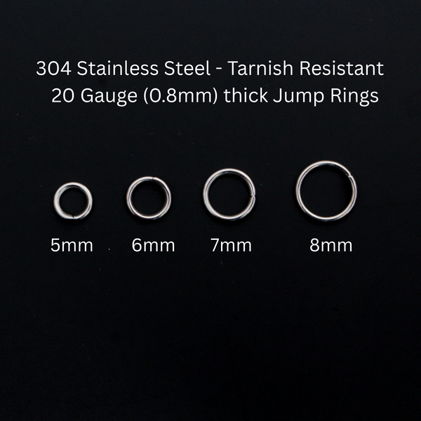 20 Gauge Stainless Steel Jump Rings - 100pcs available in 5mm, 6mm, 7mm and 8mm
