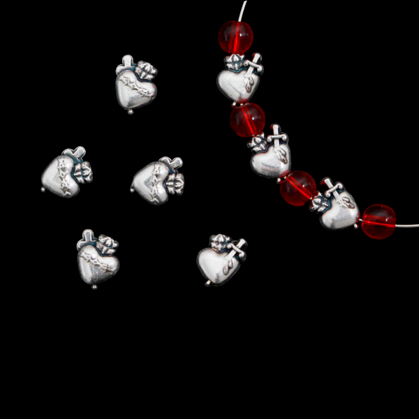 Sacred Heart of Jesus Metal Spacer Beads, 9.5mm x 8mm