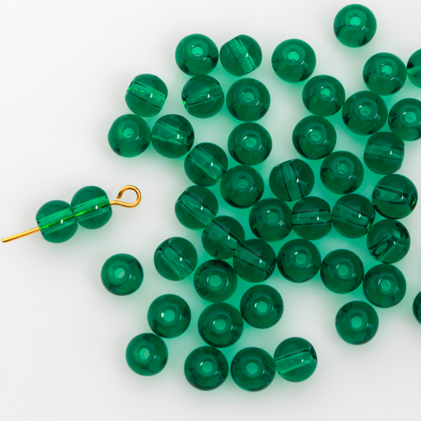Sea Green Glass Beads 6mm Round Transparent Prayer Beads, 60pcs