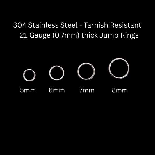 21 Gauge Stainless Steel Jump Rings - 100pcs available in 5mm, 6mm, 7mm and 8mm