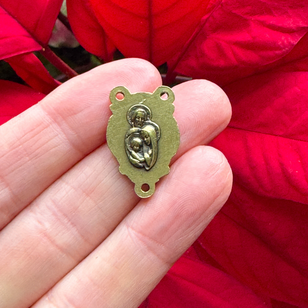Bronze Sacred Heart of Jesus Holy Family Rosary Centerpiece