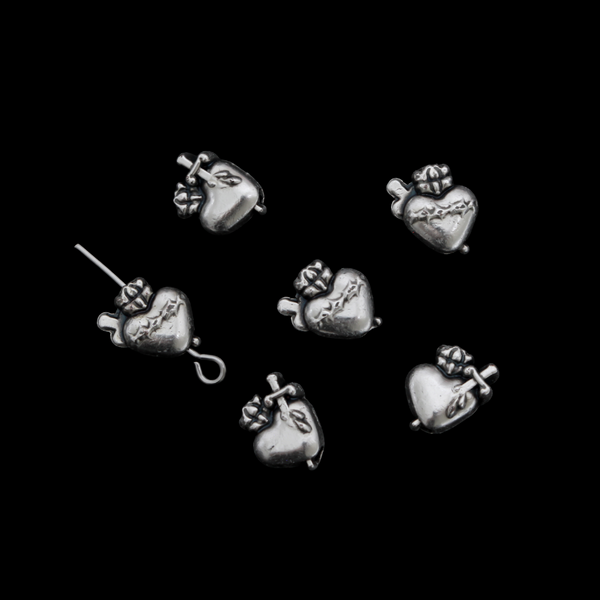 Sacred Heart of Jesus Metal Spacer Beads, 9.5mm x 8mm