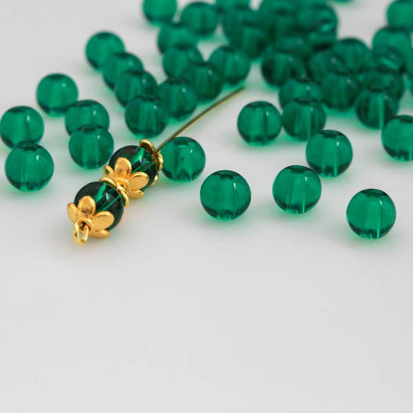 Sea Green Glass Beads 6mm Round Transparent Prayer Beads, 60pcs