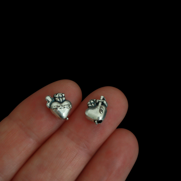 Sacred Heart of Jesus Metal Spacer Beads, 9.5mm x 8mm