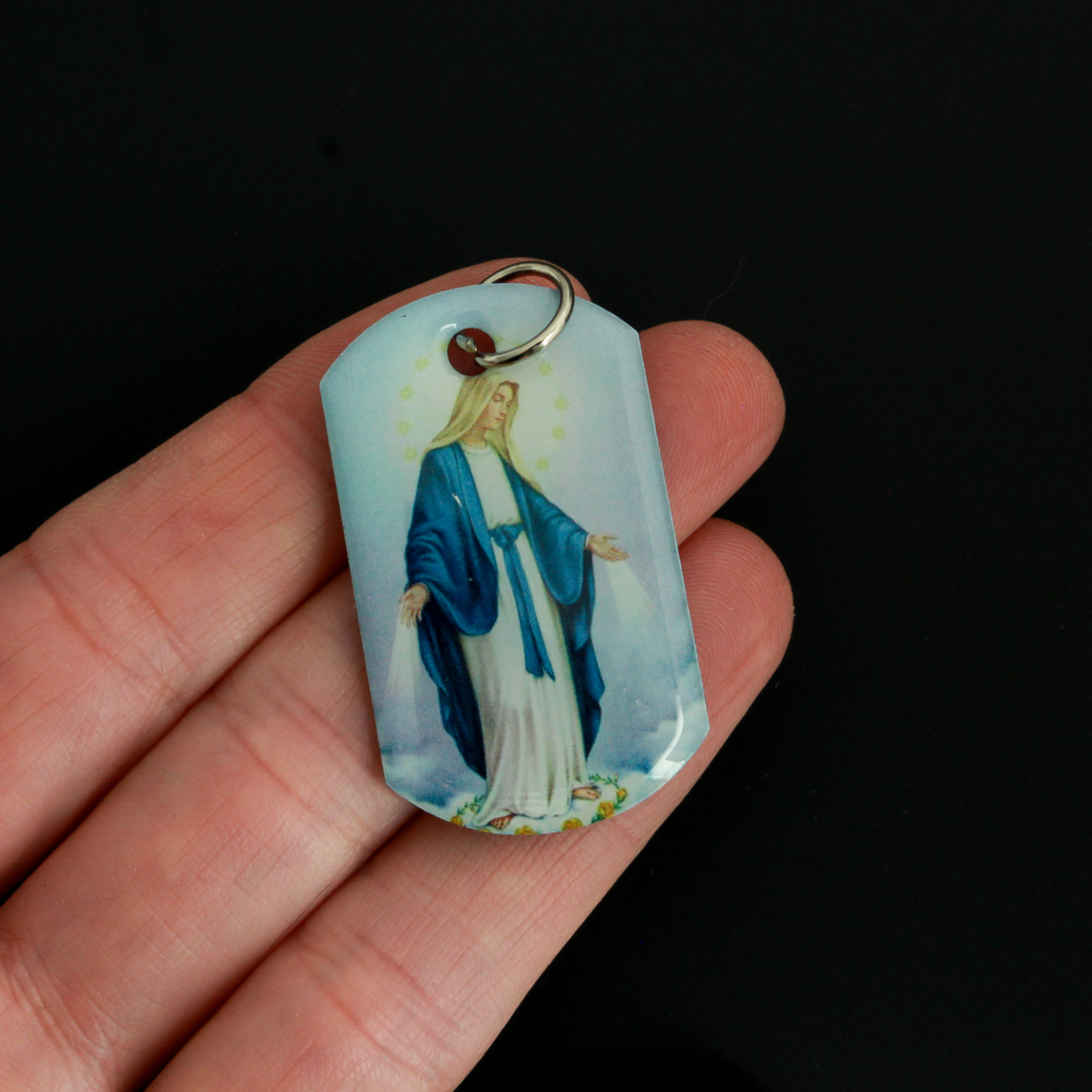 Religious Dogtag Pendants - St. Michael - Divine Mercy of Jesus - Our Lady of Grace, 40mm long