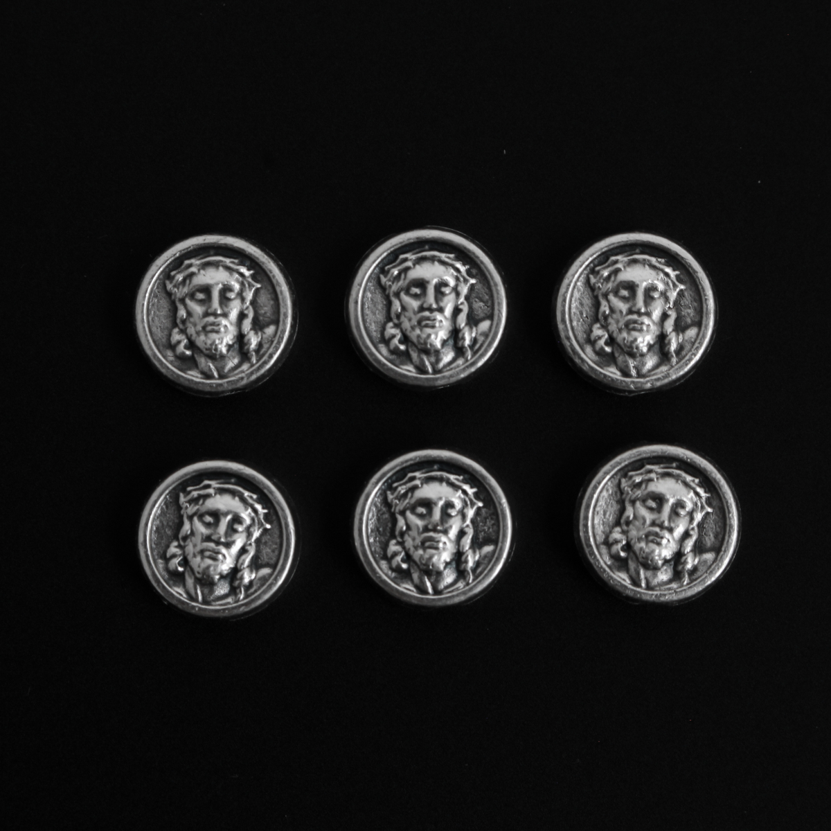Holy Face of Christ Metal Spacer Beads - Le Sangre De Cristo - 9.5mm in diameter, 60pcs