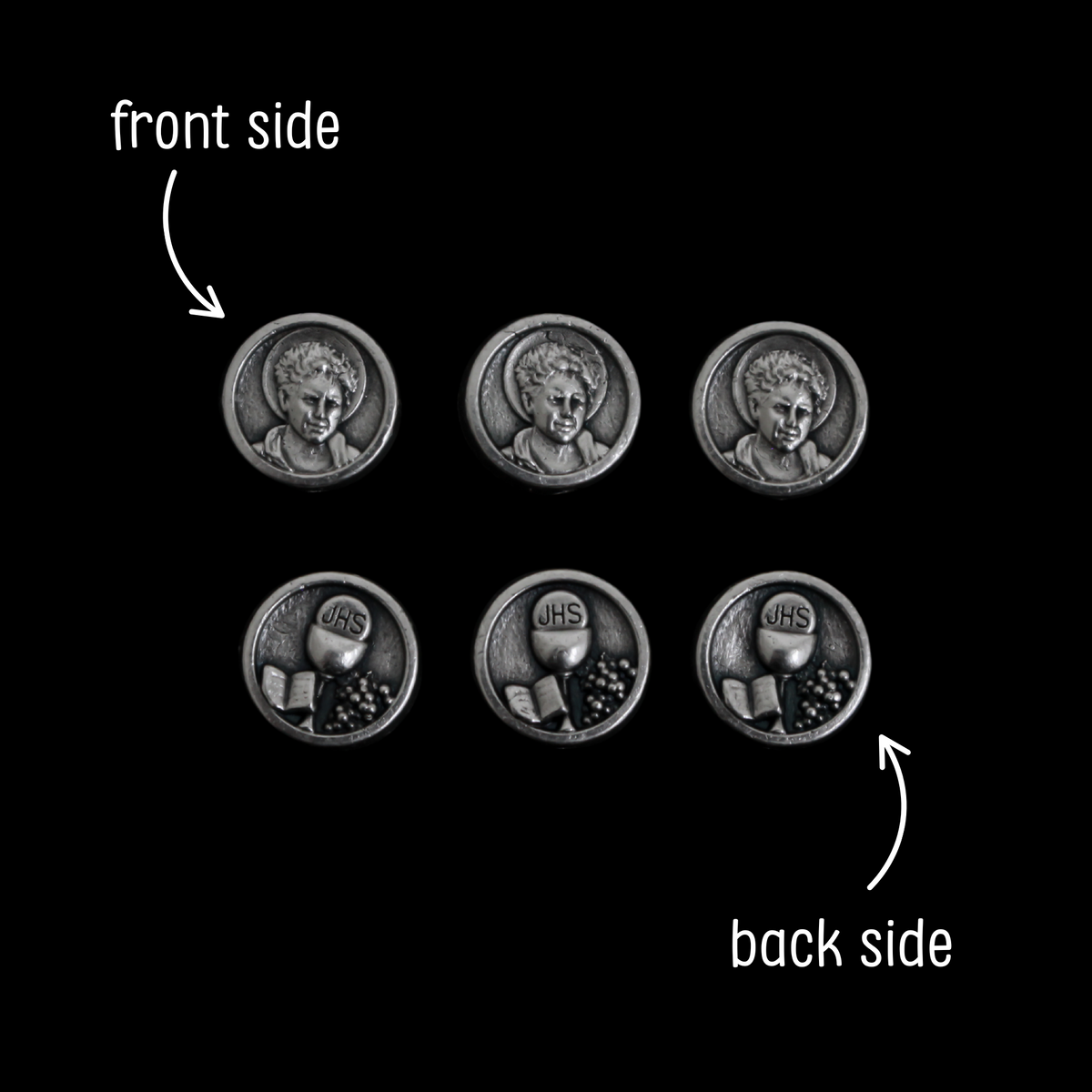 Saint Carlo Acutis Metal Spacer Beads - 9.5mm in diameter, sold in packs of 6 beads