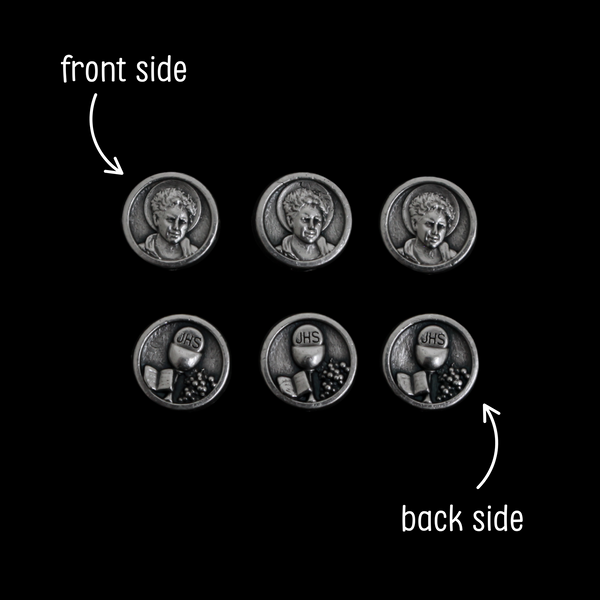 Saint Carlo Acutis Metal Spacer Beads - 9.5mm in diameter, sold in packs of 6 beads