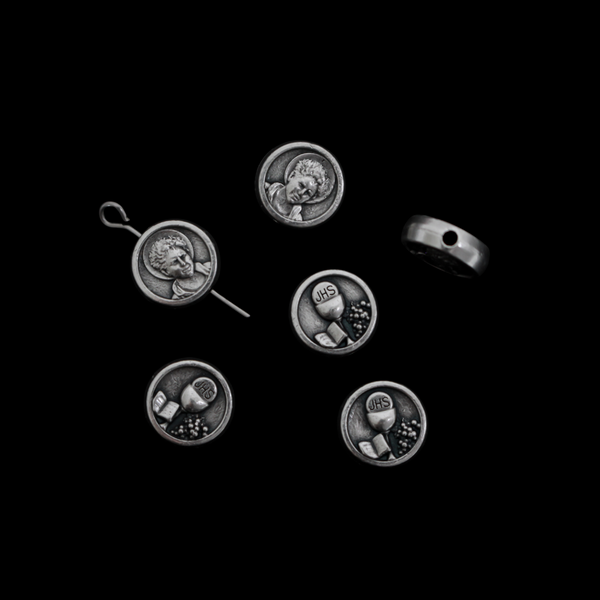 Saint Carlo Acutis Metal Spacer Beads - 9.5mm in diameter, sold in packs of 6 beads